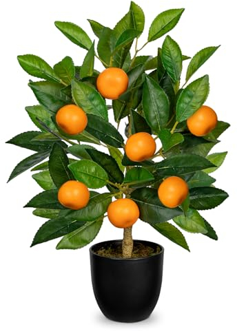 Hollyone 40CM Artificial Orange Plant in Pot, Fake Potted Plant Decorative Faux Plants, Small Faux Orange Tree for Bedroom, Living Room, Bathroom, Desk, Table, Kitchen, Home Decor