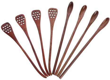 MAGICLULU 8pcs Wooden Stirring Spoons for Honey Tea and Cocktail Stirrers for Hot Stirrer Sticks