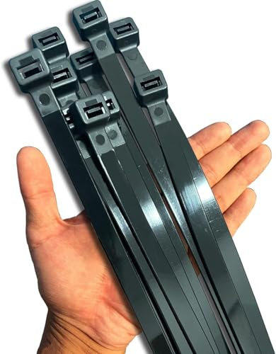 Kabelbinder Schwarz 300 mm Lang Kabelbinder UV Beständig 12 mm Breit Kabelbinders Groß 30cm, 50 Stück Dicke Extra Stark für Hohe Beanspruchung Zip Cable Ties