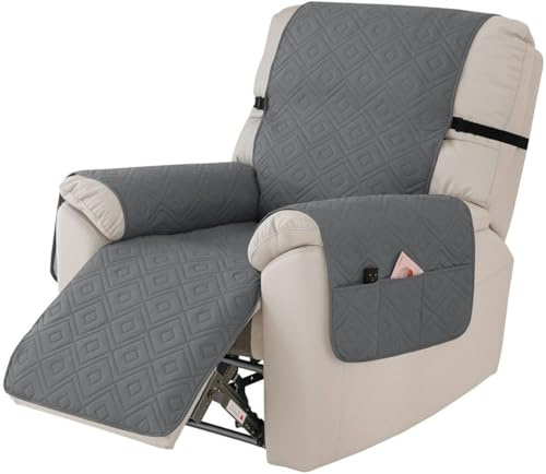 SWJ-swjssb Sesselbezüge Sesselschoner für Fernsehsessel,100% Wasserdicht Sesselbezug Relaxsessel Sesselauflage Relax Schutzbezug Anti-Rutsch Sesselüberzug mit armlehnen Bezüg(Dark Grey)