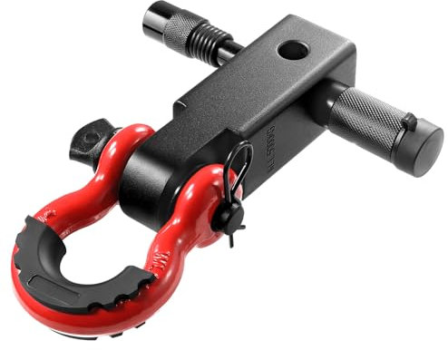 VEVOR Shackle Hitch Receiver, Fits 2 Receivers, 66000 lbs Breaking Strength, D Ring Shackle with Trailer Hitch Lock Pin, Heavy Duty Towing Accessories for Trucks, Jeeps, Off-Road Vehicle Recovery