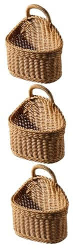 3St handgefertigter Aufbewahrungskorb küchenkorb körbe küche geflochtene Körbe Aufbewahrungskorb für Gemüse Snack geflochtener Eierkorb gewebter Halter für Kleinigkeiten Plastik Amosfun