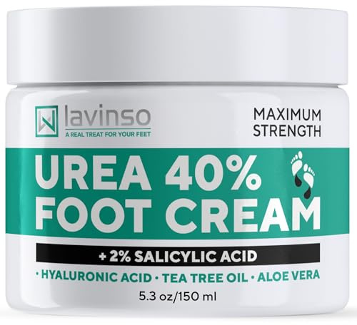 Lavinso Urea Cream 40 Percent for Feet with Maximum Strength - Foot Cream for Calluses and Dry Cracked Heels - Rough Skin Repair for Men and Women