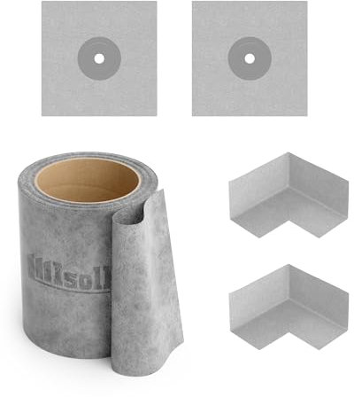 Isolbau 207G Bandset - Dicht-Set für den Innen und außen bereich inkl. 5 m Dichtband, 2x Innenecken & 2x Wandmanschetten, Abdichtung Dusche Bad Küche Wand Wasserdicht