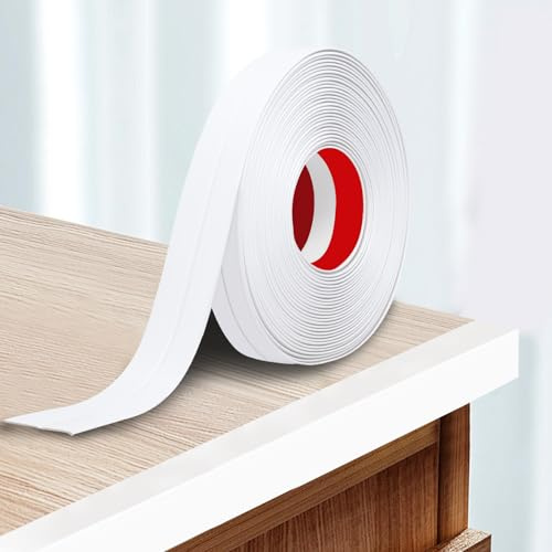 SDLDEER Battiscopa morbidi autoadesivi, 4 cm x 7 m, listello autoadesivo flessibile in PVC, per porte, finestre, pareti, cucina, piastrelle (bianco)