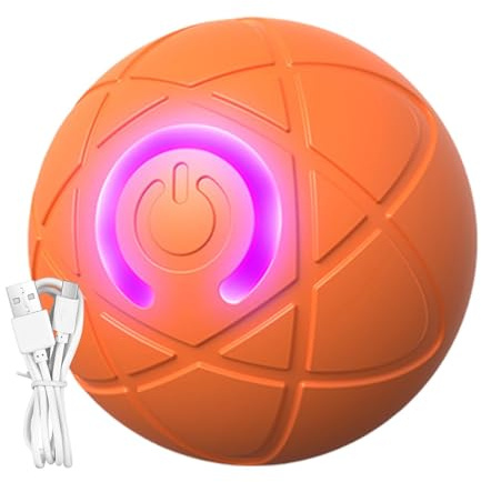 Hundleksak automatisk rullboll, hundleksaksboll Interaktiv husdjursleksak, USB-uppladdningsbar interaktiv hundboll med ljus, elektrisk studsboll för kattvalp