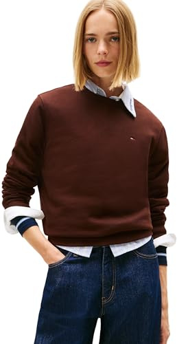 Tommy Jeans Pull Femme Crew Neck Col Ras-du-Cou, Marron (Rich Brown), S
