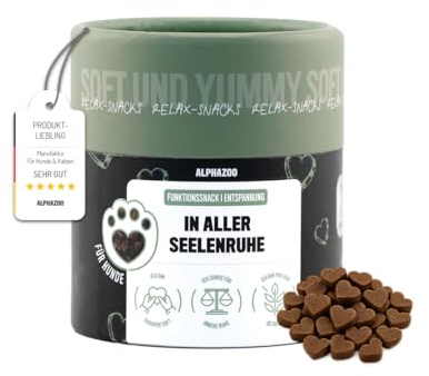 alphazoo In Aller Seelenruhe 60g – Snack für Hunde mit Baldrian, Melisse & Ashwagandha. Ergänzungsfuttermittel zur Unterstützung von Entspannung & innerer Balance. Ohne künstliche Zusätze
