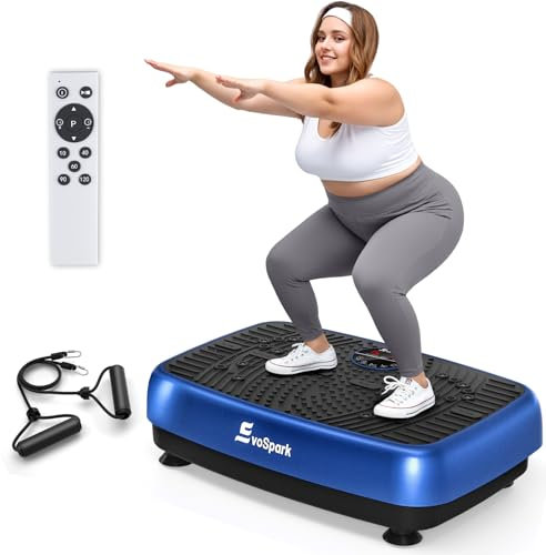 Vibration Plate, EvoSpark Vibration Plate Exercise Machine with 2025 High-Performance Dual Motor, 120 Adjustable Speeds, 450 Lbs Capacity Vibrating Plate for Lymphatic Drainage & Weight Loss