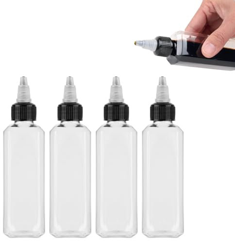 DAAIZIII 4 Stück 100ml Squeeze Flasche,Quetschflasche,Dosierflasche,Spenderflasche,Saucenflasche,Squeeze Flaschen Ölflasche,Squeeze Ölspender Flaschen,Öl Behälter für flüssige Würzmittel.