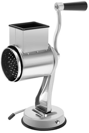 Rallador rallador, rallador de tambor de acero inoxidable, cortador de verduras, rallador manual de verduras, rallador de patatas con manivela y 5 tambores, entrada ampliada, para patatas, pepinos