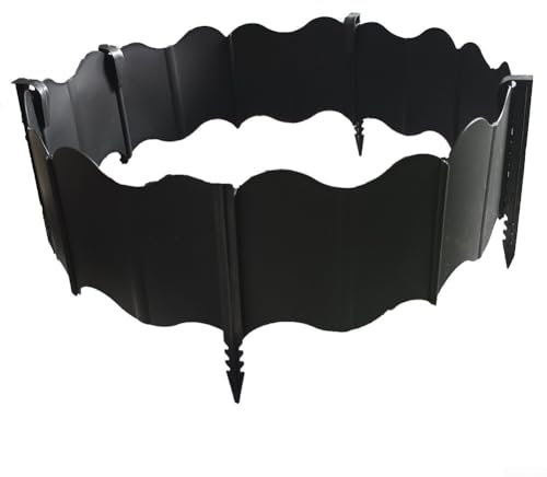 20 vallas de jardín de plástico para decoración de parterres y vegetales, 15 x 14 cm, verde, rojo ladrillo, negro (negro)