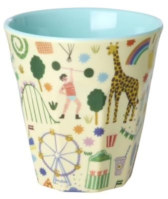 Medium Melamine Sippy Cup with Fun Fair Print in Mint by RICE by RICE