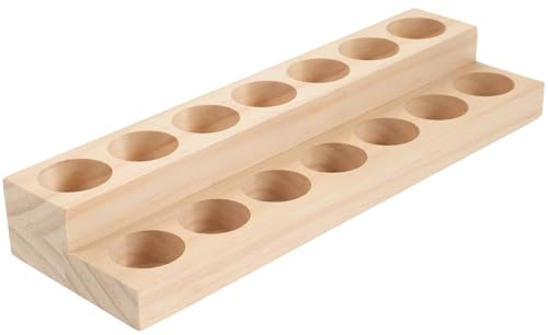 WRITWAA Support D'Huile Essentielle En Bois Avec 14 Emplacements Organisateur Stable Et Compact Pour Rangement De Bouteilles D'Huiles Essentielles Sur Bureau Et Maison 10.16X3.23X1.50 Pouces
