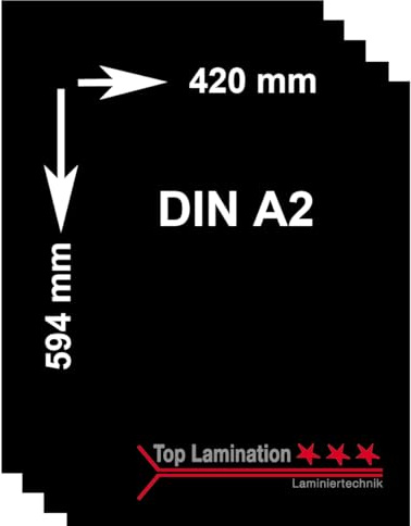 Top Lamination 10 Blatt DIN A2 (420x594mm) 250g/m² schwarzes Papier - Black Paper