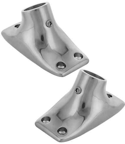 BESPORTBLE 2PCS Heavy Duty Stainless Steel Flagpole Bracket Yacht Flag Holder with Mirror Polished Finish Wind Resistant Outdoor Flagpole Mount Base for Garden Wall Boat Deck Railing
