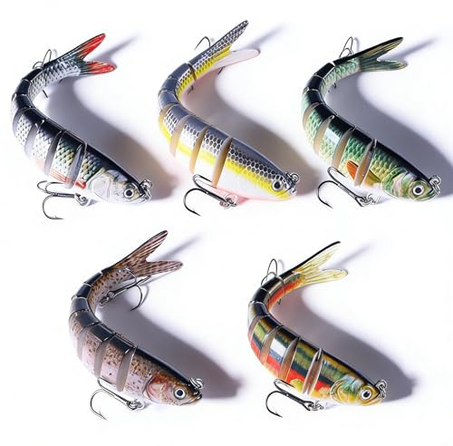 5 Stück Kunstköder Hecht, 13,7cm Wobbler Kunstköder, Swimbait Hecht, Erkbait hechtt Barsch Köder Hechtt Köder für Süß- und Salzwasser Angeln Männer Familien-Angelausrüstung Angeln Geschenk