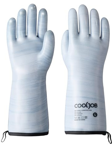 COOLJOB Silikon Grillhandschuhe hitzebeständig Ofenhandschuhe | Flüssigsilikon, wasserdicht, rutschfest, lebensmittelecht, waschbar, für BBQ & Backofen (L, 1 Paar)