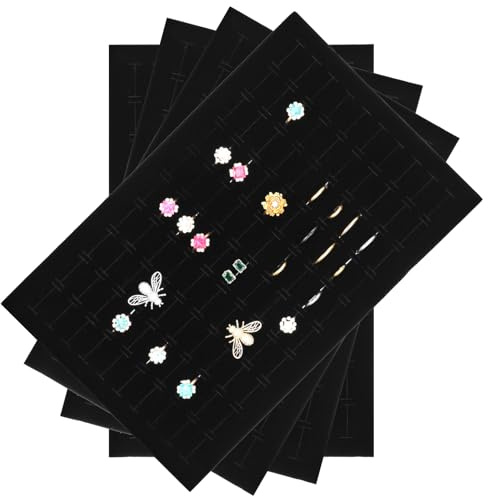 COSMEVIVI Joyero Pendientes 4 Almohadillas de Esponja Negras para Guardar Joyas, Protección y Resistencia al Desgaste, Ideales para Organizar Pendientes y Anillos