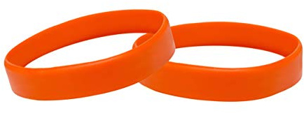 J&R Wristbands Silicone Wristbands 10 Pack Orange 202mm Adult size