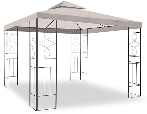 WASSERDICHTER Pavillon Romantika 3x3m Metall inkl. Dach Festzelt wasserfest Partyzelt (Taupe)