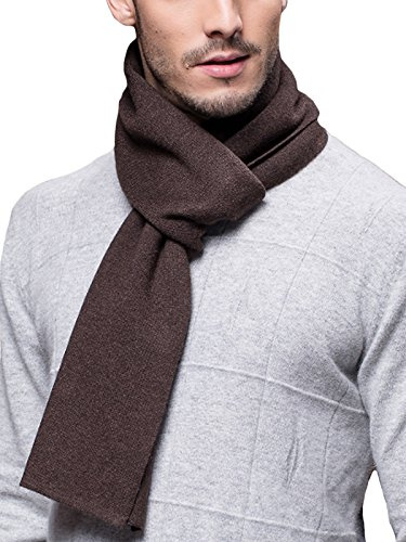 WANYING Invierno Otoño Hombre Bufanda de Punto 6% de Lana Súper Suave Casual de Negocios - 180 * 30 cm Marrón oscuro