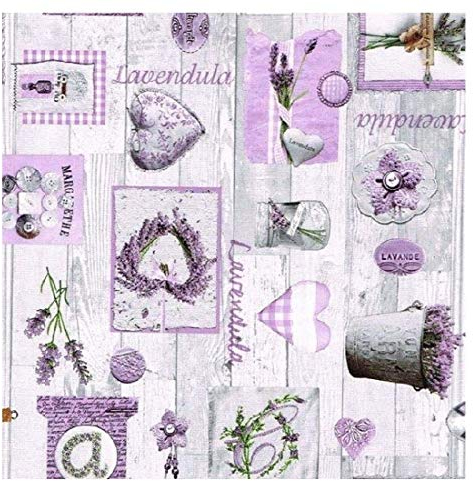 KEVKUS Wachstuch Tischdecke Meterware B9070-01 Lavendel Holz Größe wählbar in eckig rund oval (Schnittkante (ohne Einfassung), 140 x 180 cm eckig)