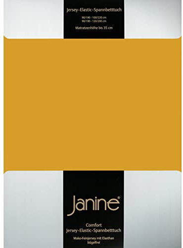 Janine Spannbettlaken Elastic - extra weiches und elastisches Spannbetttuch - für Matratzen 180x200cm bis 200x220cm honiggold