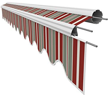 VANA Markisenstoff mit Volant für 5,5 x 3,5 m Markisen Ersatzstoff Markisentuch Bespannung Sonnenschutz fertig genäht Maß Tuch 5,38 x 3,5 m Volant 5,38 x 0,21 m Design SPD036