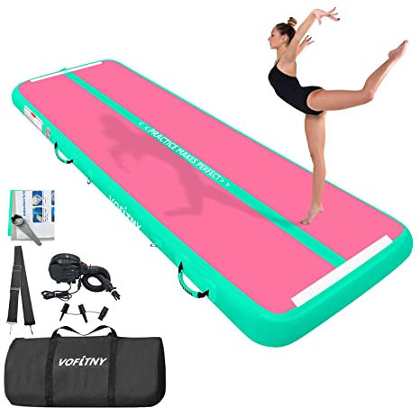 VOFiTNY Turnmatte Luftgefüllte Tumbling Track Matte Allzweck-Gymnastik-Luftmatte, 300 x 100 x10 cm, stabile Wäschetrocknerbahn für Zuhause/Fitnessstudio mit Elektrischer Luftpumpe Tragetasche
