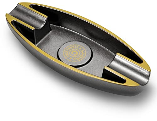 CIGARLOONG Zigarrenaschenbecher 2 Schlitze Tragbarer Reiseaschenbecher mit Innen und Außen (Schwarz)