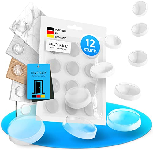 SilverRack Fermaporta Adesivo da Muro Bianco [12 pezzi] – Paracolpi Porta per Proteggere Pareti – Gommini per Porte come Fermaporta da Pavimento o da Maniglia – Proteggi Maniglia Porta – Ferma Porte