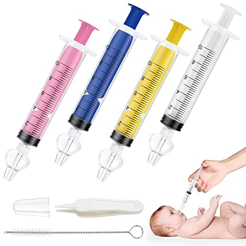 Aolso Irrigatore Nasale, 4 Pezzi 10 ml Dispositivo di Risciacquo per Lavaggio Cavo Nasale con Fermanaso e Spazzola di Paglia, Lavaggio Nasale per Neonati e Bambini, Sicuro per il Naso, Set Colorato