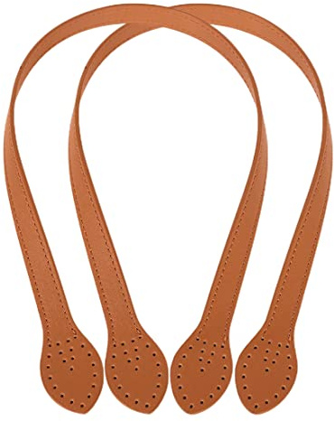 ZZHBOO 2 Stücke Leder Taschenriemen Handtasche Griffe Ersatz Taschengriffe Leder Aus Dickem PU-Leder Langlebig Hellbraun für Heimwerker Handtasche