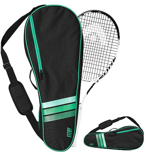 Fitby Strapazierfähige Tennis-Taschen, leichte Schlägertaschen für Männer, Frauen, Anfänger und Profis, geräumiger Innenraum (schwarz)
