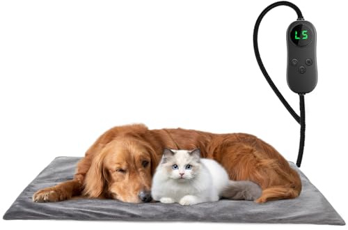 Tapis Chiens Chauffant Chat Electrique 45 *70cm, Tapis Chauffant Coussin Imperméable pour Animaux Compagnie, avec Velours Couverture et Câble Anti Morsure, idéal pour les Chiots, Chiens Chats