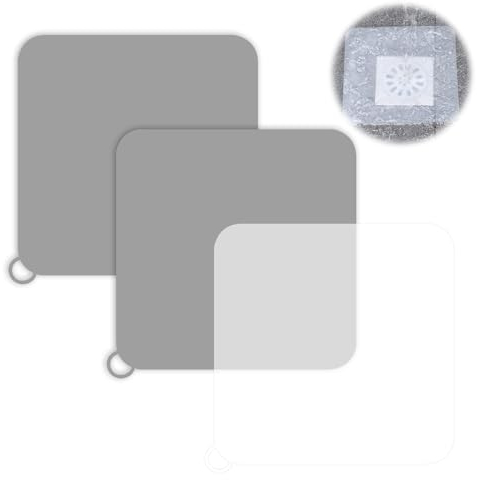 3 pezzi Coperchio di scarico per doccia, scarico a pavimento in silicone, coperchio di tenuta del bagno, adatto per bagno, lavello da cucina, WC (trasparente, grigio)