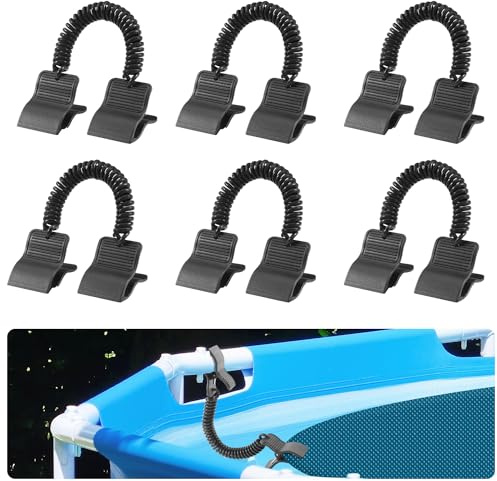 6pcs Swimming Pool Cover Clips for Above Ground Pools, Solar Cover Attachment Clips Wind Guard Pool Solar Cover Clips Black Pool Cover Clamps Kit