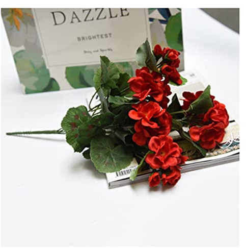 RWRAPS Künstliche Blumen, künstliche Geranien, rote und rosa Blumen, Pflanzen, künstliche Pflanzen, künstliche Blumen, Party-Dekoration, kreativ (Farbe: Gelb) (rot)