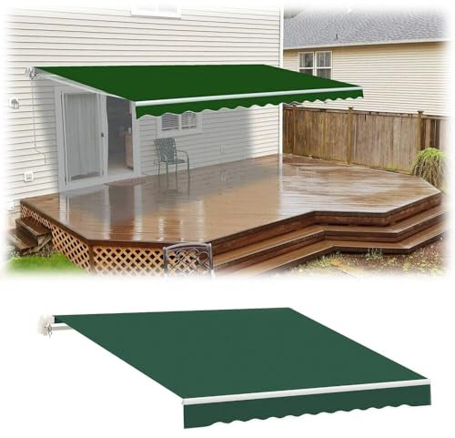 HCZION Terrassenmarkise Ersatzstoffe Mit Volant, Markisenbespannung Markisenstoff Sonnenschutzdachs Markisen Abdeckung Langlebiger Stoffe Für Draussen(Size:(20x16ft) 6x5m)