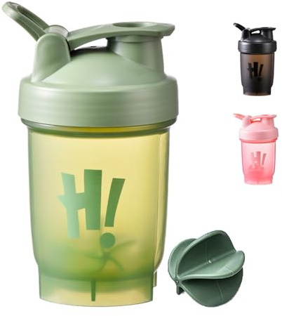 chongning Protein Shaker Bottle with Mixing Ball, 350ml Protein Powder Shaker Bottle, Leakproof Flip On Lid, Sports Gym Supplement Shaker Cup, Mini Water Bottle for Protein Shakes, BPA Free (Green)