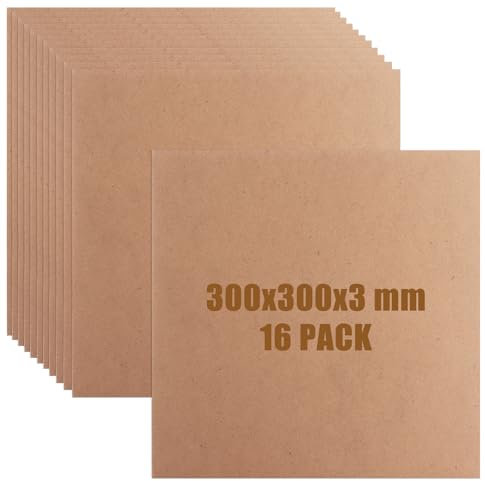 MUXHEL 16PCS 3mm MDF Board, 30x30 cm Square MDF Panels MDF Chipboard Sheets, Medium Density Fiberboard MDF Wood Boards for Crafts, Painting, DIY, Engraving
