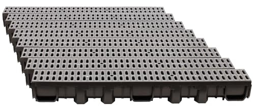 ScarMaxx 8m Canaletta scolo Acqua piovana A15 Altezza 115 mm - Griglia scolo Acqua piovana Set Completo 13 x 800 x 11,5 cm Classico Grigio
