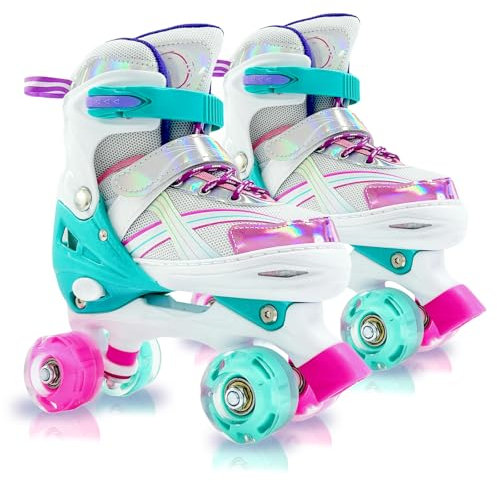 Rollschuhe für Mädchen Altersgruppen 4-6, 5-8, 8-12 Jahre - Verstellbare Kinderrollschuhe für Kleinkinder, Anfänger, Innen- und Außenbereich (705-Farbe, S(28-31 EU/175-205 mm))