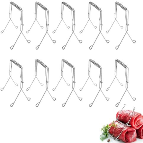 Lot de 10 pinces à roulade, réutilisables, en acier inoxydable, pour rouleaux de charbon, comme alternative parfaite aux aiguilles à roulade ou aux brochettes à roulade