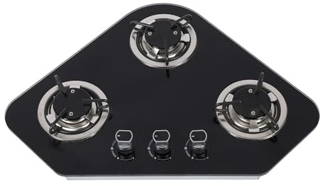 3 Burner Tempered Glass Gas Hob with Stainless Steel Base, 5.25ft Gas Pipe, Great for Caravan, Motorhome, Boat, RV, Horsebox, etc.