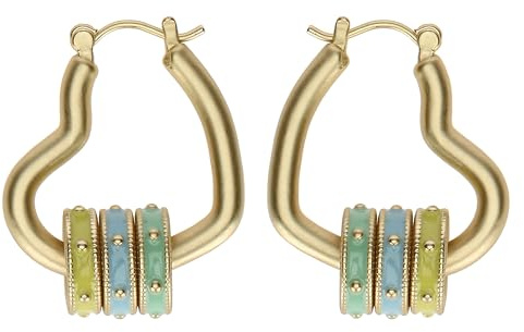 THUN - Orecchini cuore con anellini smaltati - metallo, vetro, resina - Collezione Dedicato a te - 2.5 x 2.5 cm