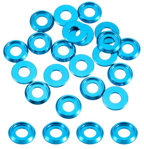 QUARKZMAN Arandelas Cónicas M5 De Cabeza Avellanada, Diámetro Del Agujero 5mm/0.2 Arandelas De De Cabeza De Copa De Aluminio Para Tornillos RC/FPV/PC Mecánicos Pcs, 20 Pcs(Azul Cielo)
