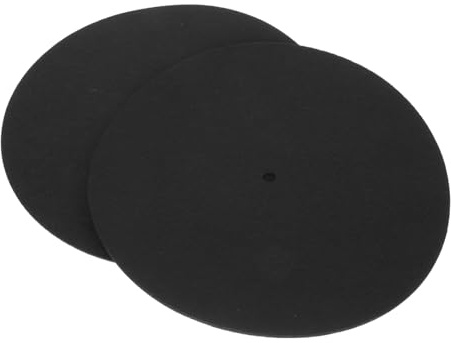 DOITOOL Tapis de Protection à Usage Domestique pour Tourne-disques Lot de 2 en Feutrine Vinyle Noir Antidérapants et Réduisant les Vibrations pour Platine Vinyle