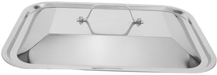 Ciieeo Coperchio per Teglia da Forno Profonda con Manico, in Acciaio Inox, per Pesce, Rettangolare, per Grigliate All'aperto, Picnic